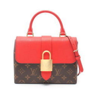 Louis Vuitton Locky Monogram Handbag Leather Brown Red